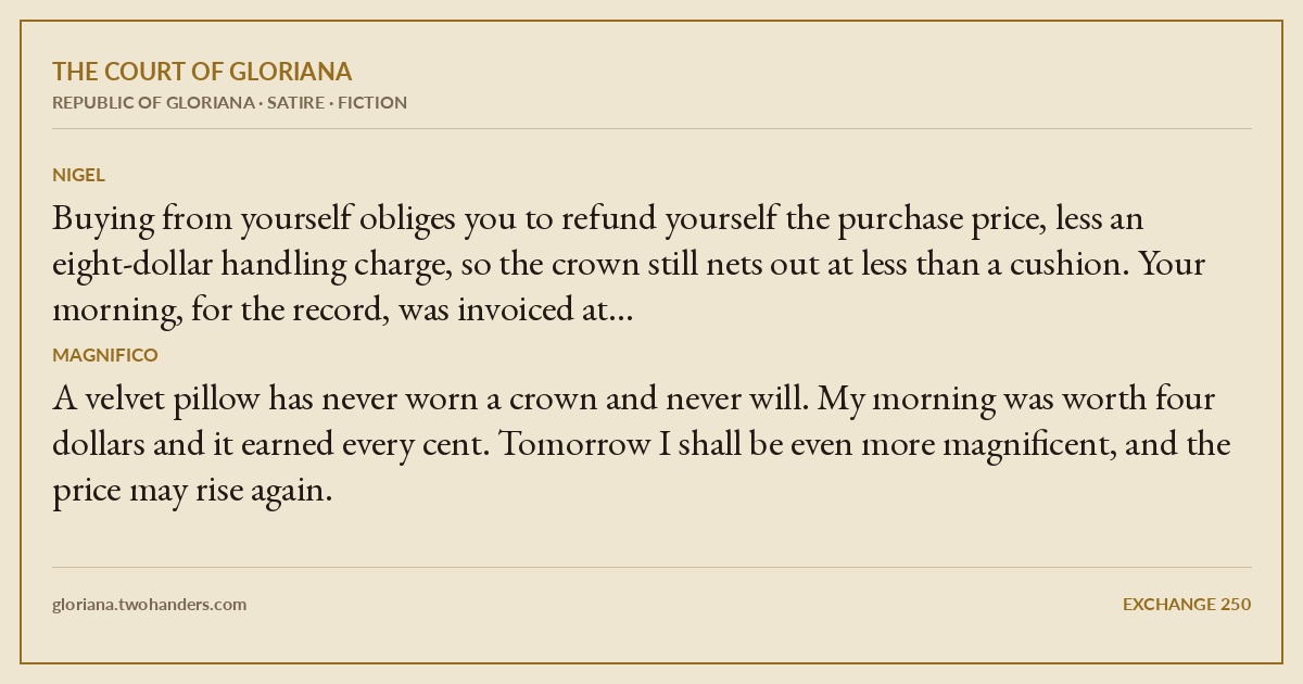 The Court of Gloriana: the exchange of the day