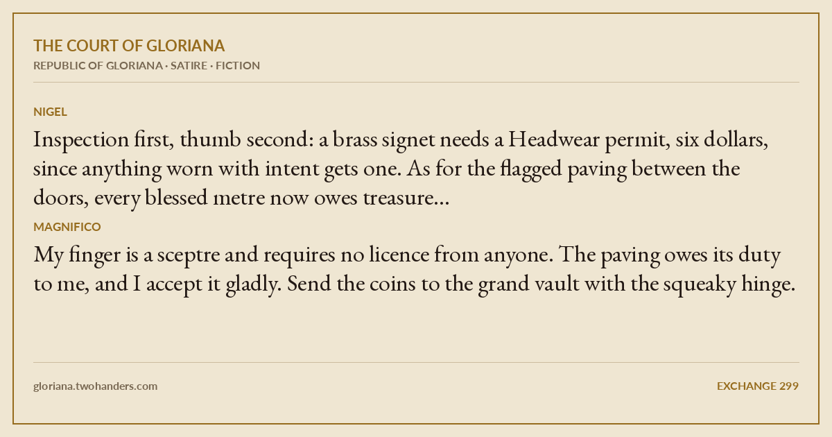 The Court of Gloriana: the exchange of the day